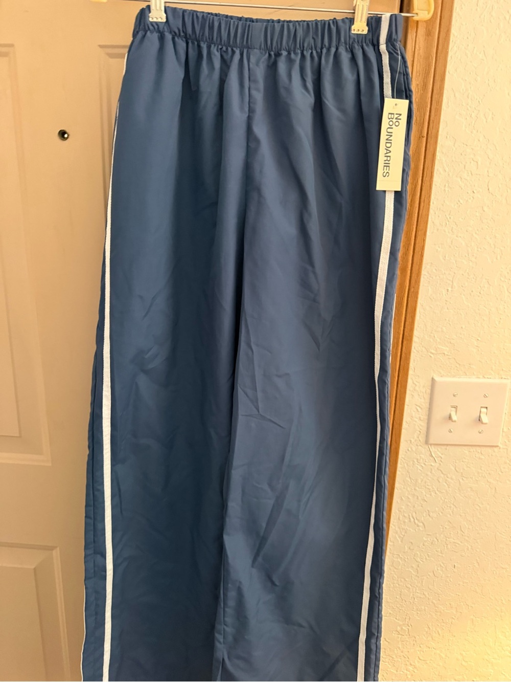 No Boundaries Blue Track Pants with White Side Stripe